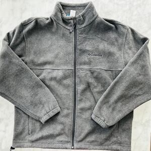 Columbia Fleece Mens Jacket Grey Size XL Full Zip Mock Neck